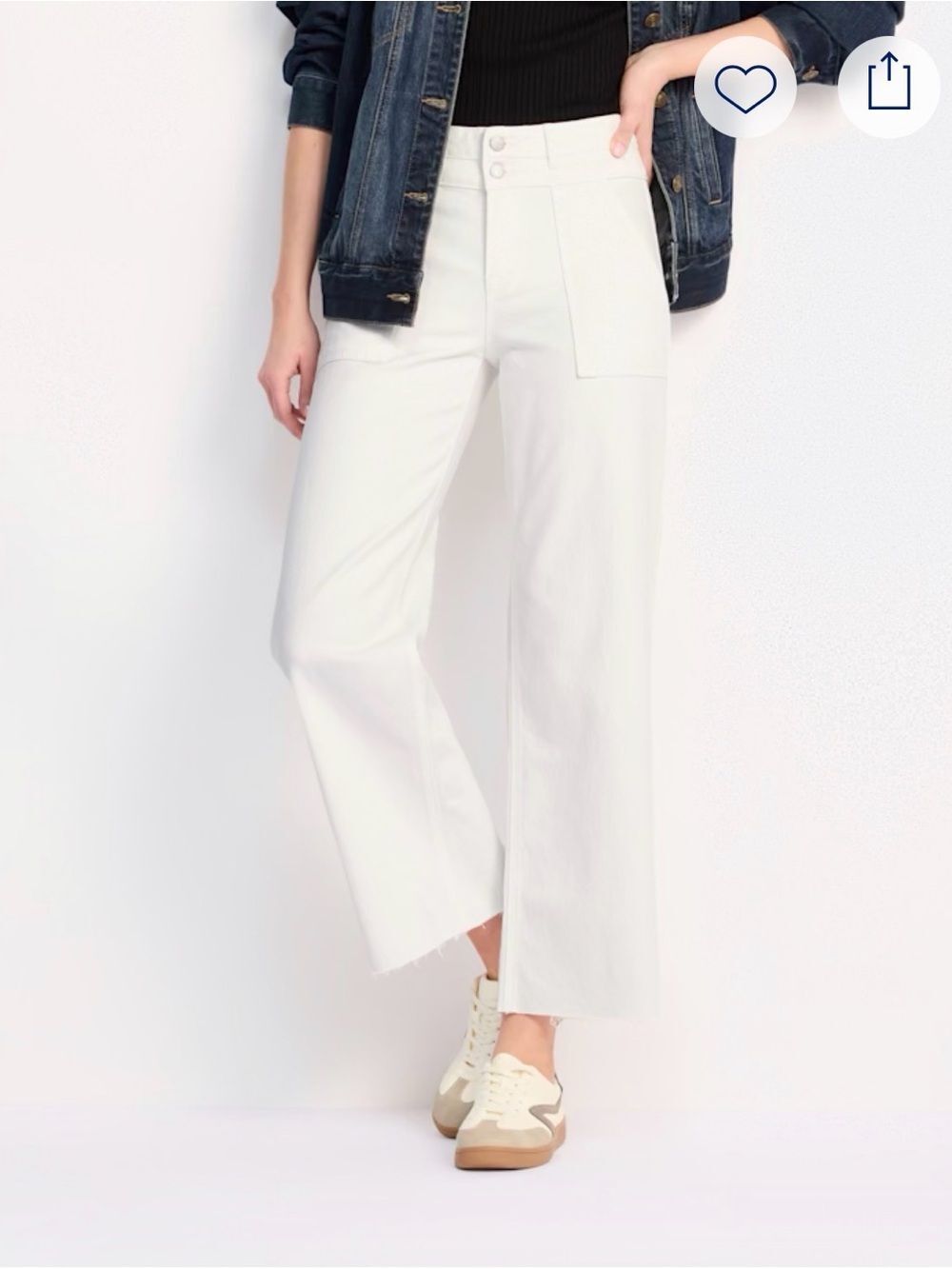 Just USA White slim wide leg longer wide hem slit pocket size 12/31